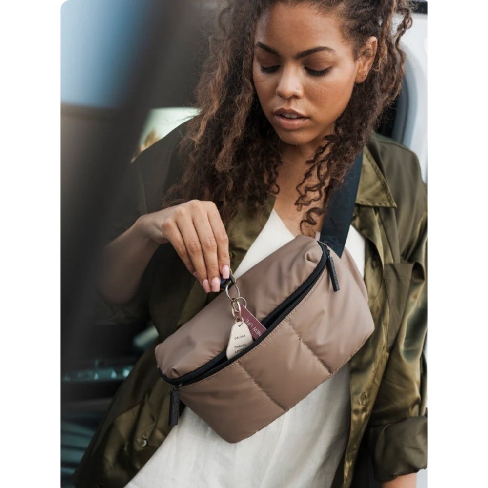 Calpak Luka Belt Bag Tan Taupe Puffer Crossbody Fanny Pack Water Resistant